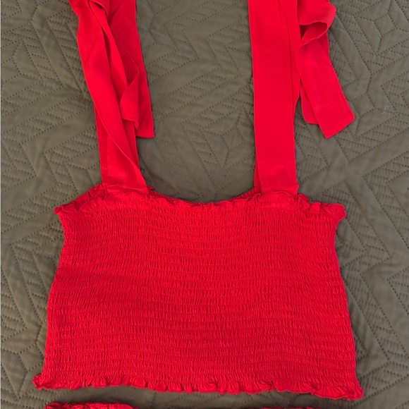 Red Smocked Two-Piece Set - Picture 3 of 3
